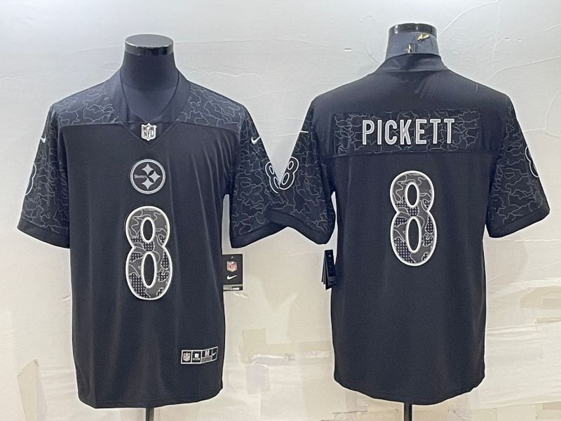 Men Pittsburgh Steelers #8 Pickett Nike Black RFLCTV Limited NFL Jersey
